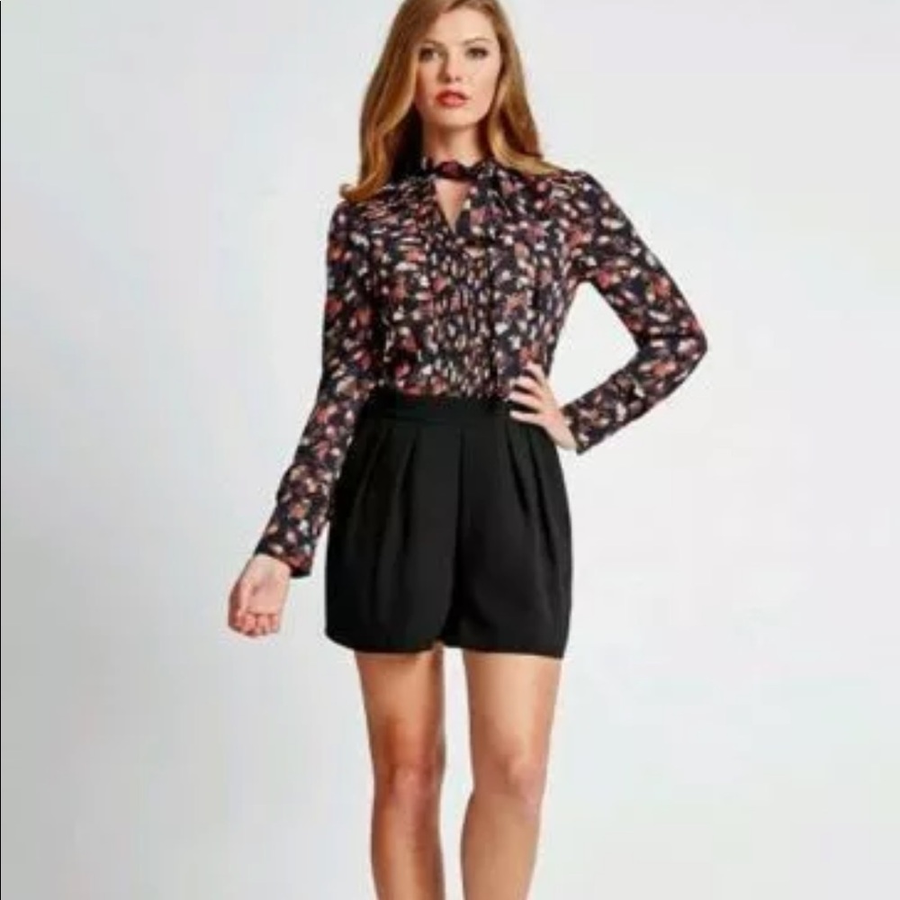 NEW GUESS Scarlett Ditsy Floral-Print Bowtie Romper 4 S 6 M